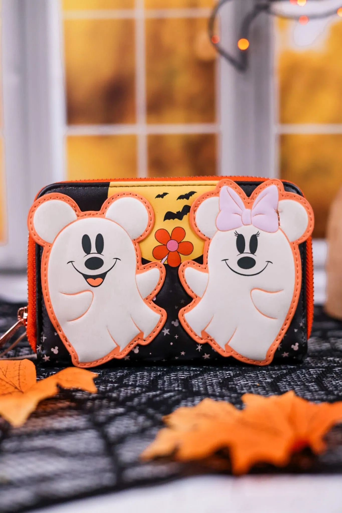 Mickey and Minnie Glow in the Dark Ghosts Zip Around Wallet