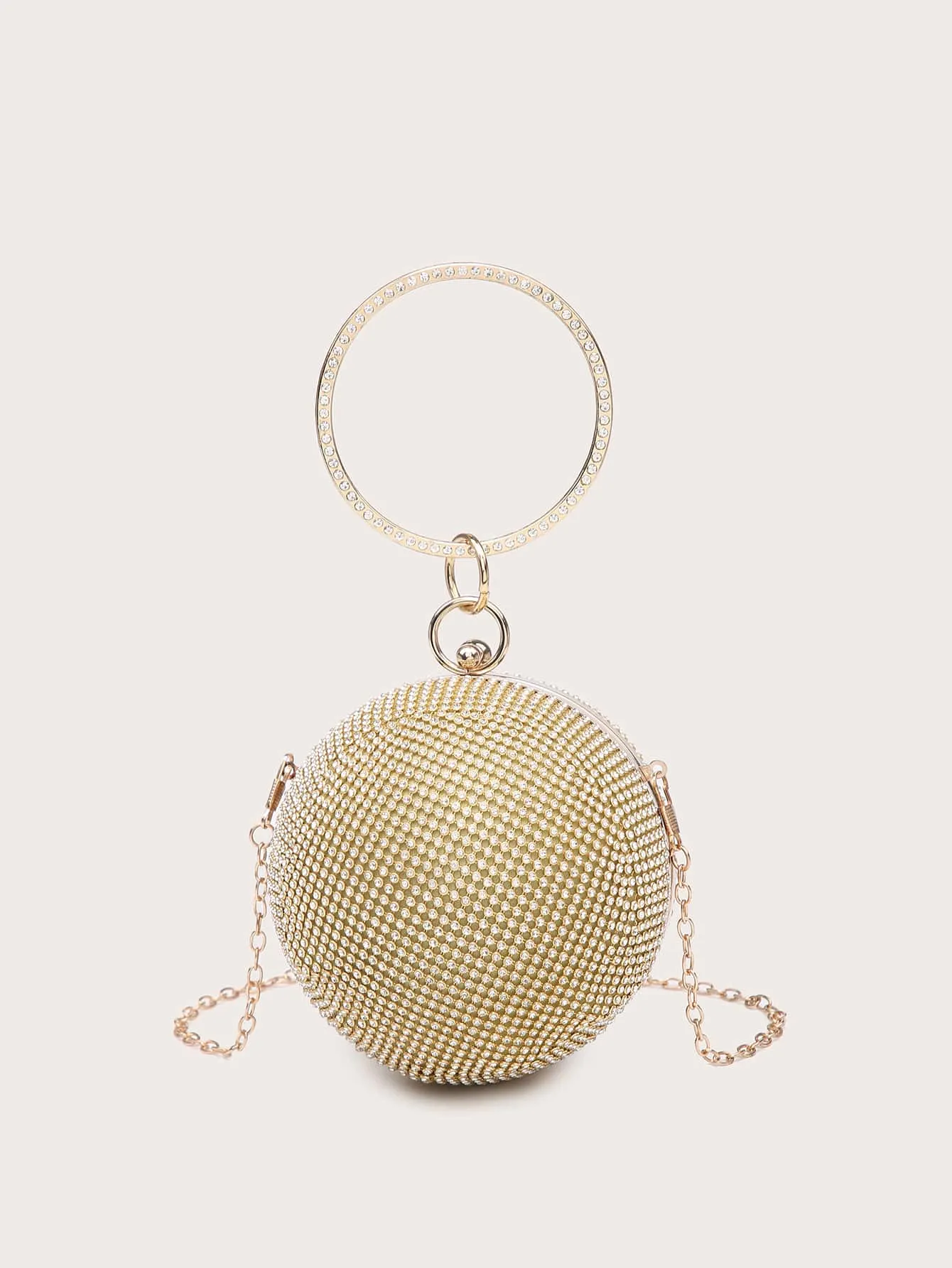 Mini Rhinestone Covered Ball Design Clutch Bag