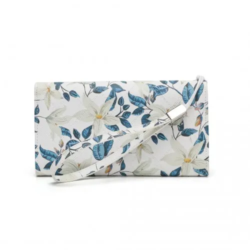 Miss Lulu Ladies' Flower Printed PU Leather Long Purse - Elegant Beige Women's Wallet