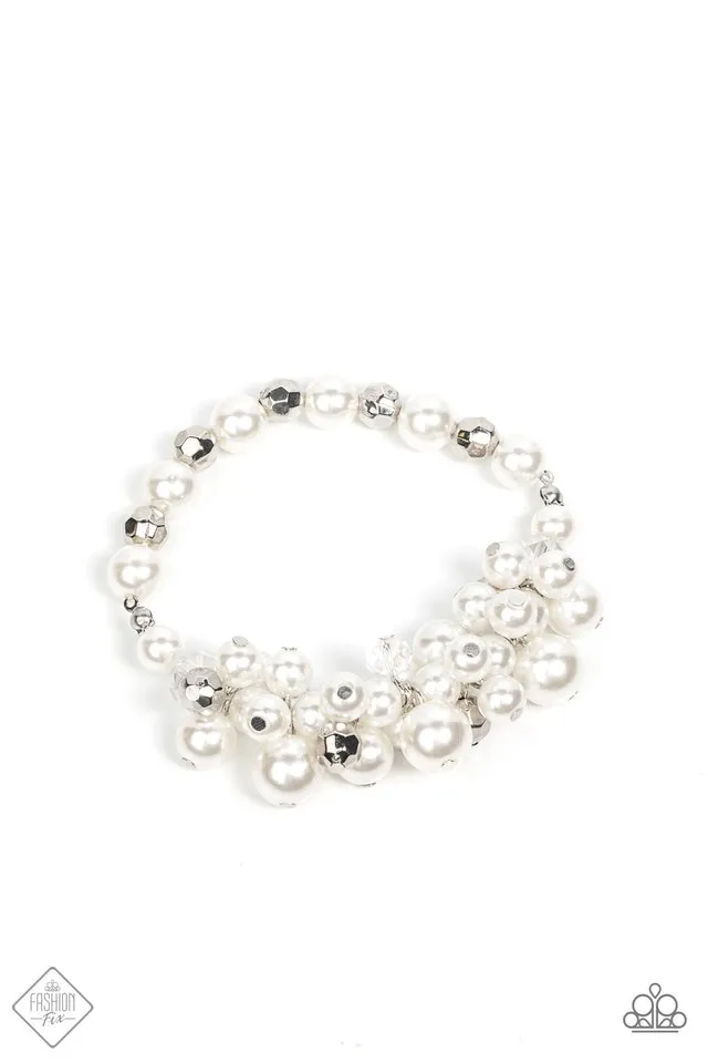 Paparazzi Bracelet ~ Elegantly Exaggerated - White