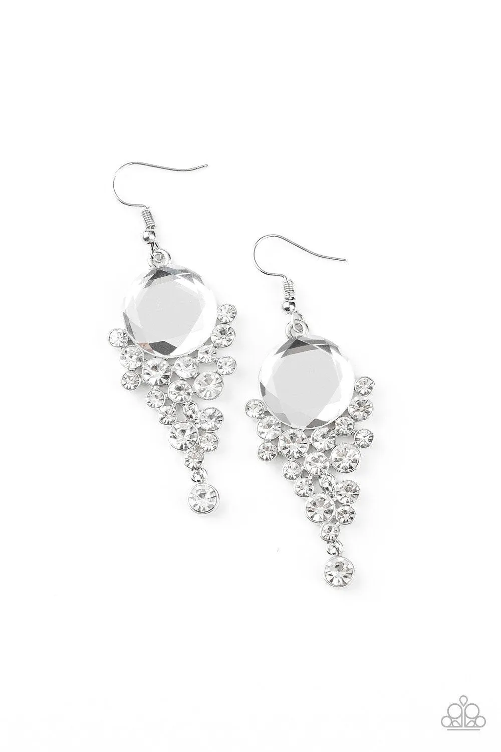 Paparazzi Earring ~ Elegantly Effervescent - White