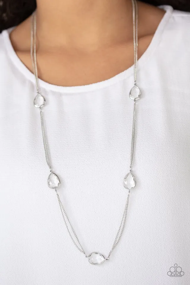 Paparazzi Necklace ~ Teardrop Timelessness - White