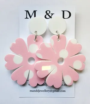 Patterned Spot Petal Stud Dangle Earrings