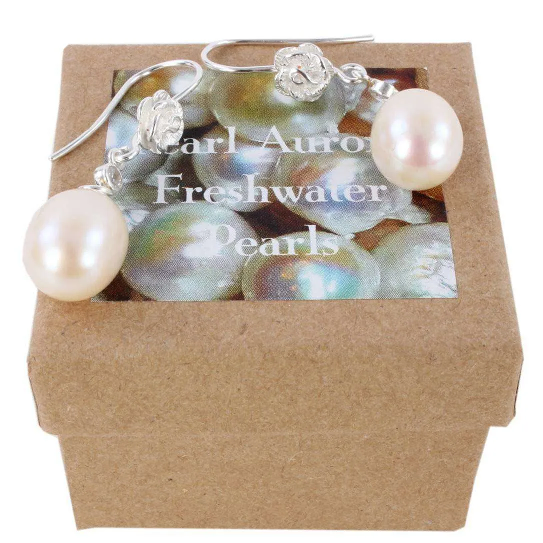 Pearl Aurora Drop Freshwater Pearl Hook Earrings - White