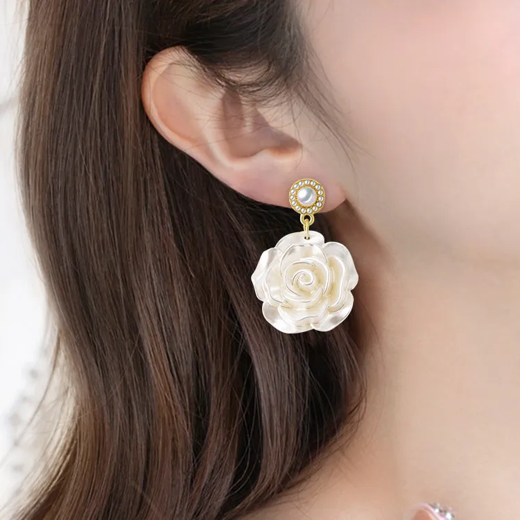 Pearl Camellia Earrings