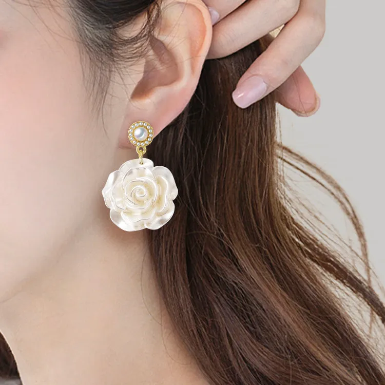 Pearl Camellia Earrings