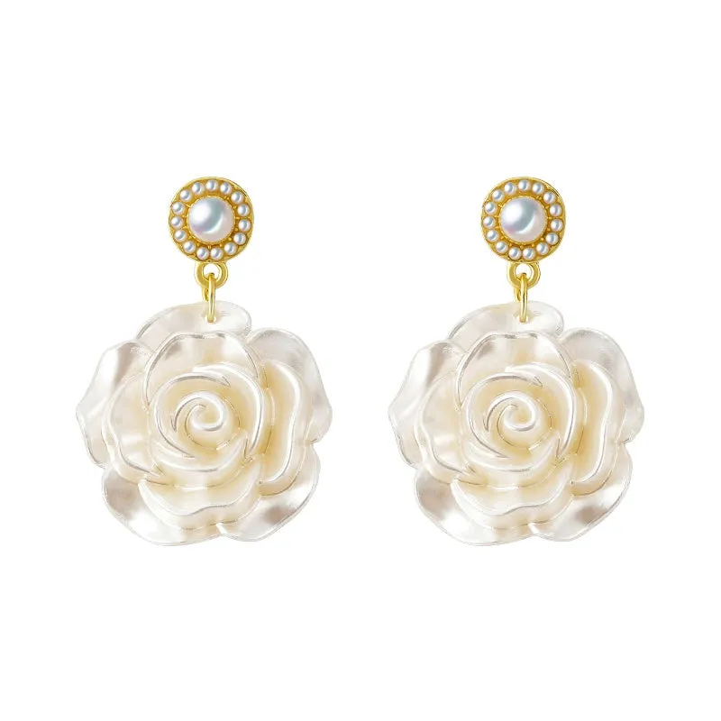 Pearl Camellia Earrings