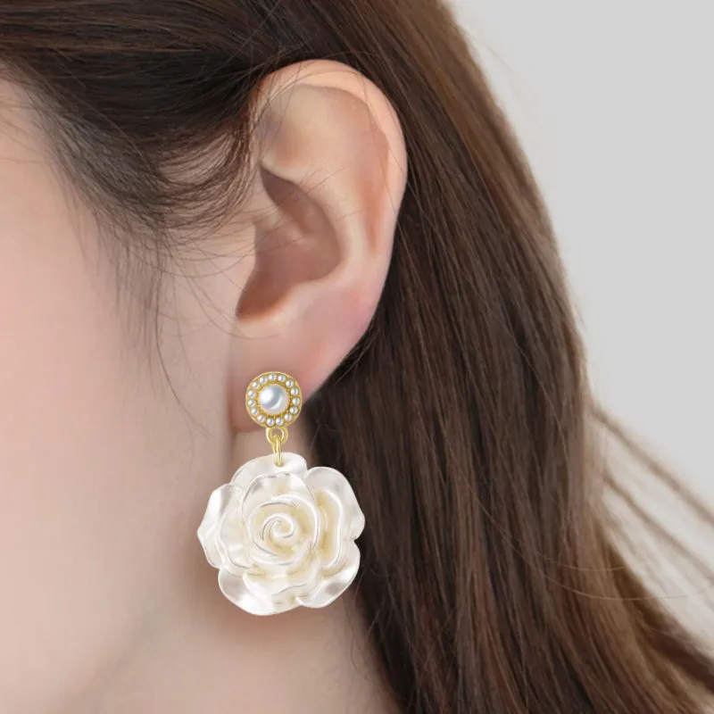 Pearl Camellia Earrings