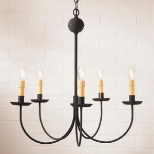 Primitive Large Five-Arm Textured Black Chandelier