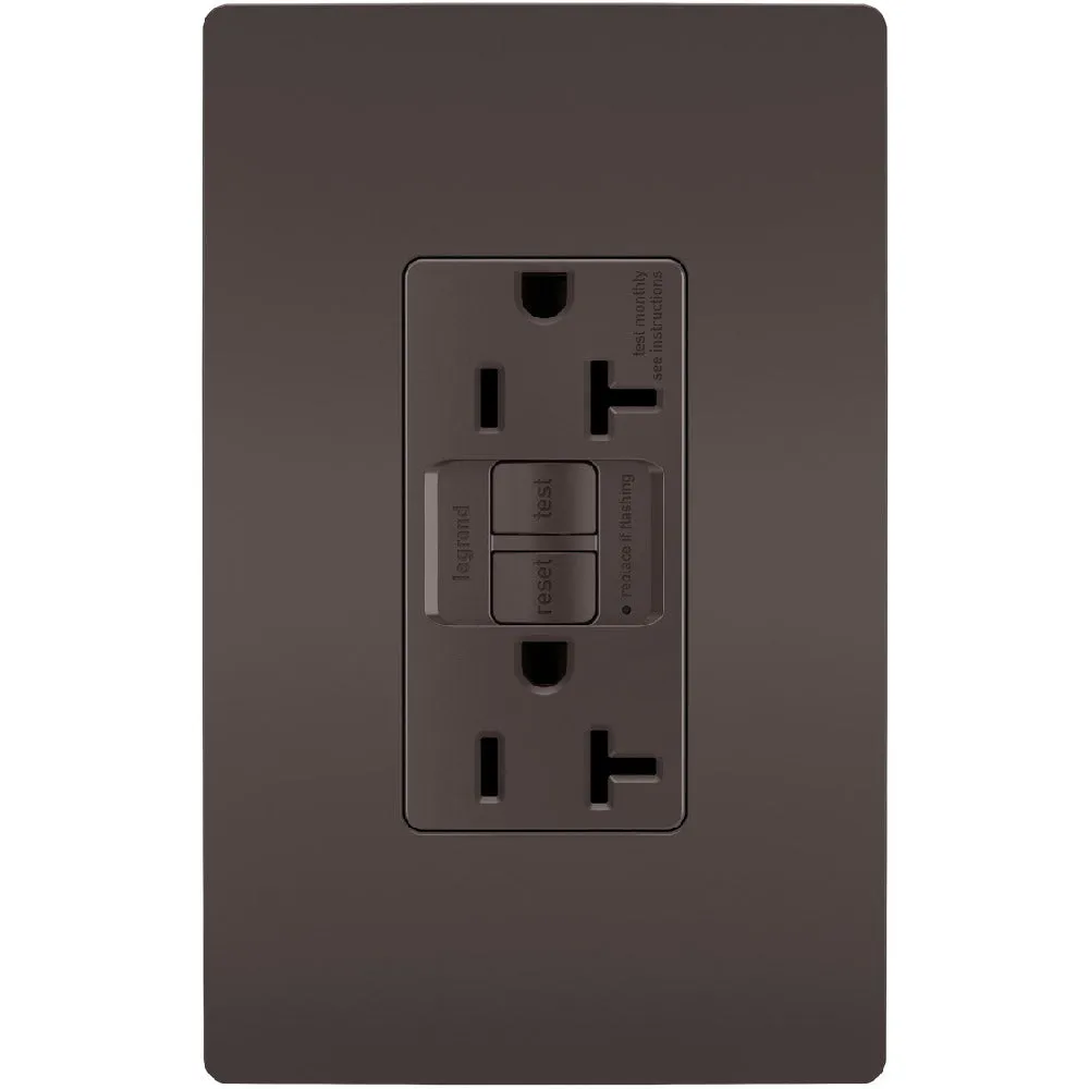 radiant 20A GFCI Self-Test Decorator Duplex Receptacles, Brown