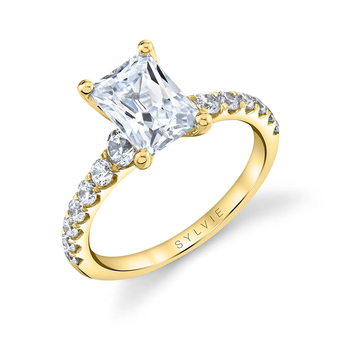 Radiant Cut Classic Engagement Ring - Veronique 14k Gold Yellow