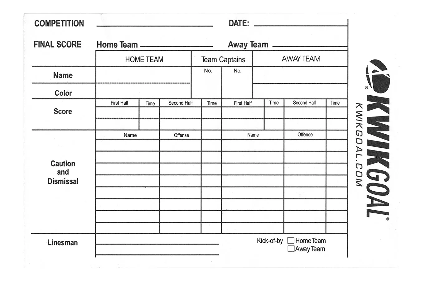 Referee Score Sheet