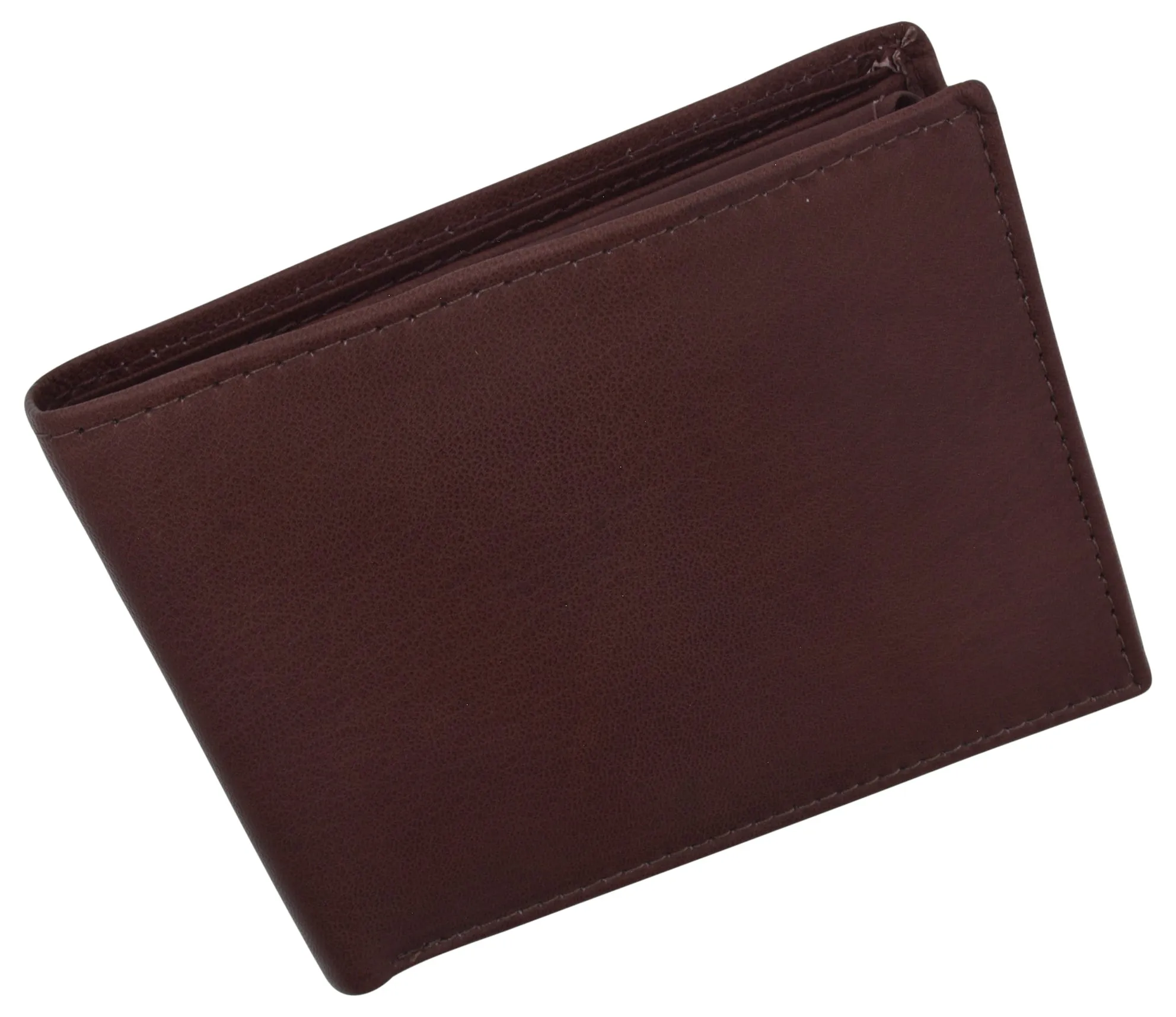 RFID Blocking Men's Leather ID Window Flap-Up Bifold Wallet