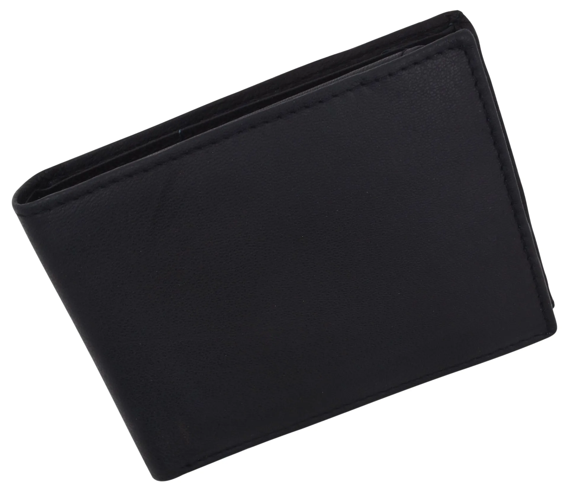 RFID Blocking Men's Leather ID Window Flap-Up Bifold Wallet