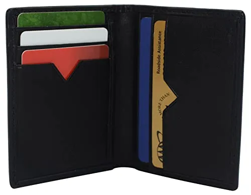 RFID510009 Leather Credit Card Holder Wallet for Men & Women Thin Bifold RFID Blocking Slim Front Pocket Minimalist Wallets, Small Card Case