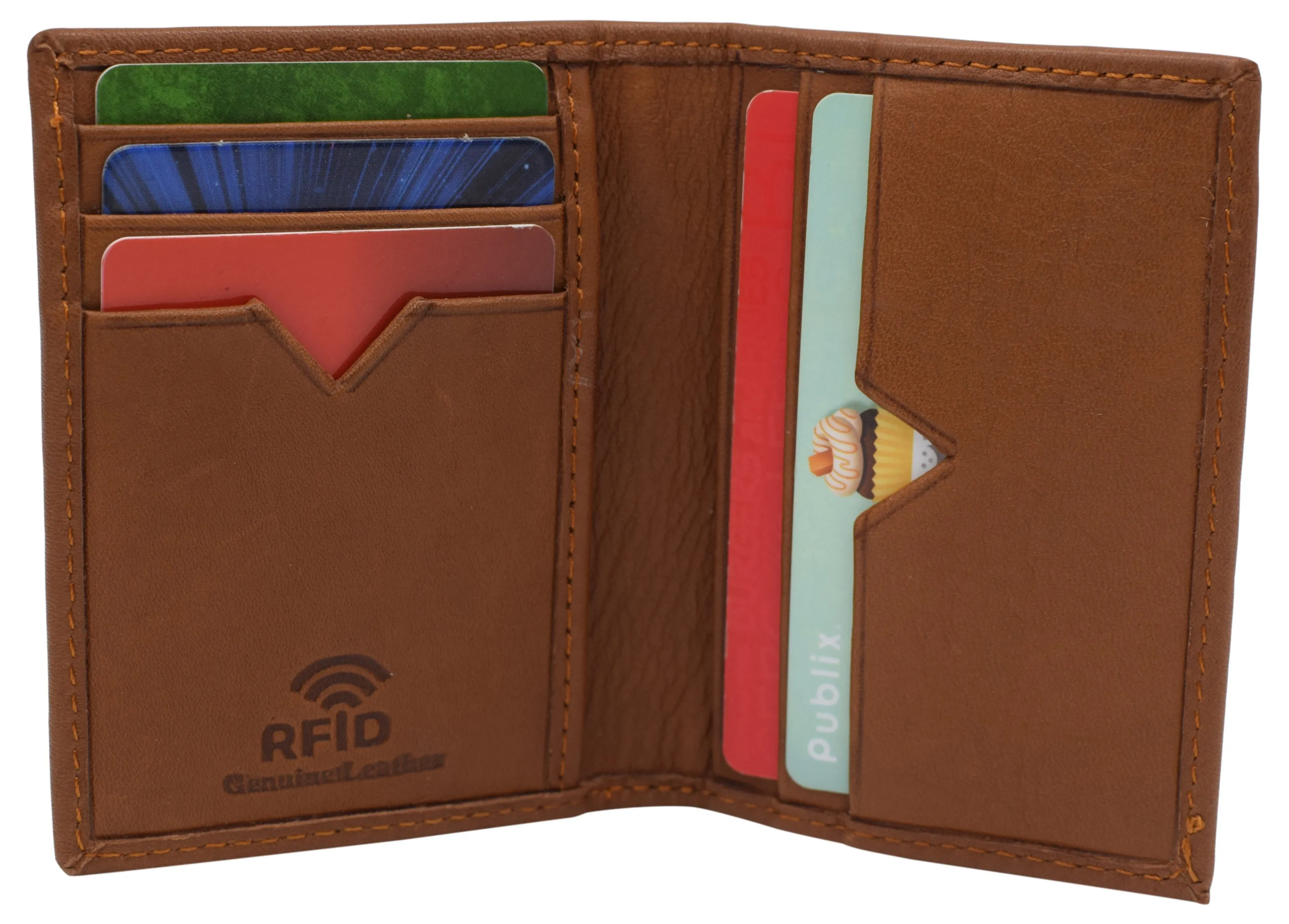 RFID510009 Leather Credit Card Holder Wallet for Men & Women Thin Bifold RFID Blocking Slim Front Pocket Minimalist Wallets, Small Card Case