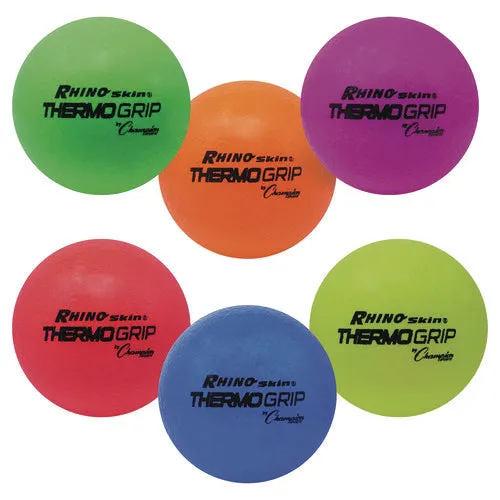 Rhino Skin Thermo Grip Dodgeball Set, 6.3" Diameter, Assorted Colors, 6/set