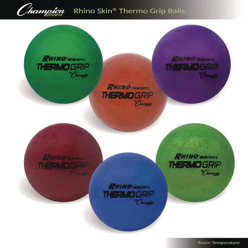 Rhino Skin Thermo Grip Dodgeball Set, 6.3" Diameter, Assorted Colors, 6/set