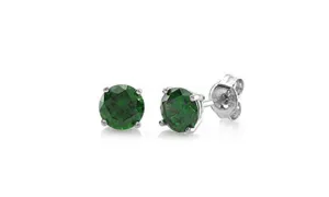 Rhodium Plated Round Cut Cubic Zirconia Stud Earrings