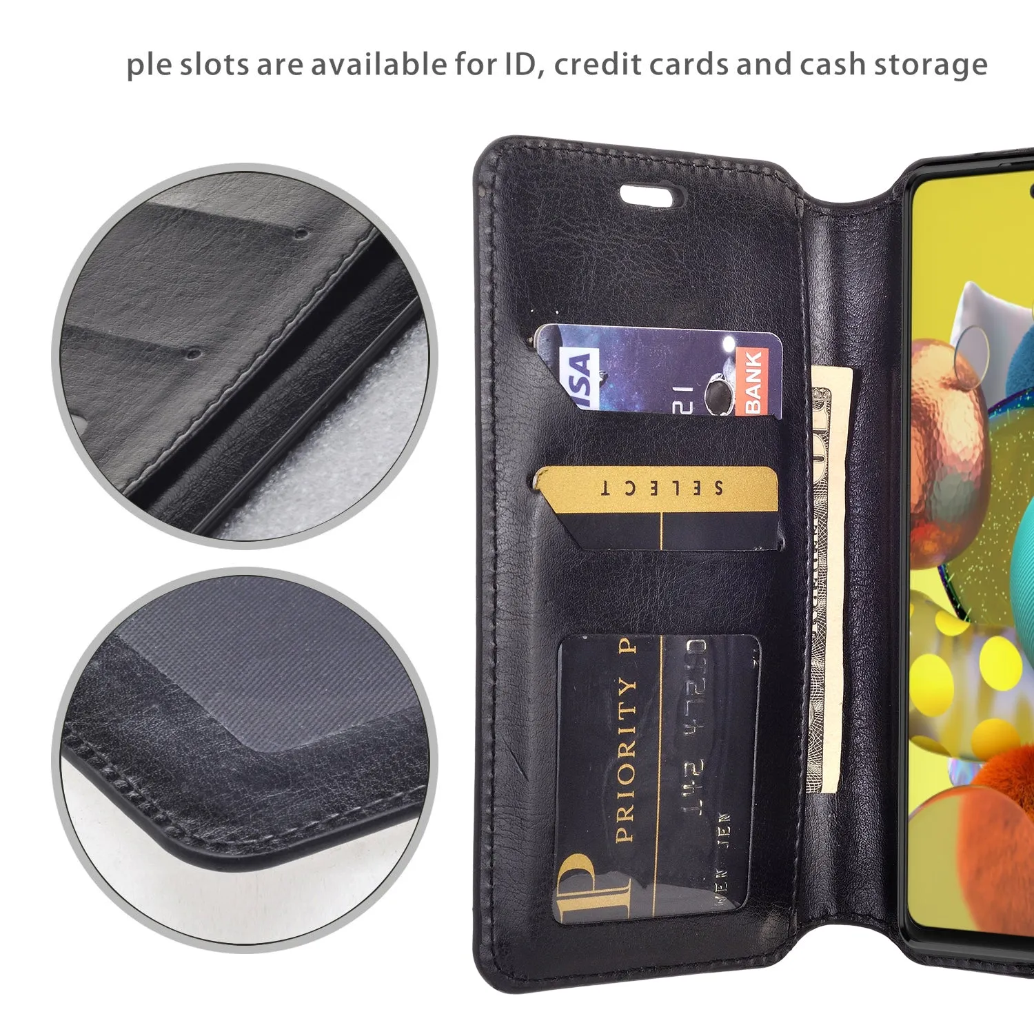 Samsung Galaxy A51 5G Case, Galaxy A51 5G Wallet Case, Pu Leather Wallet Case [Kickstand] with ID & Credit Card Slots for Galaxy A51 5G  - Black