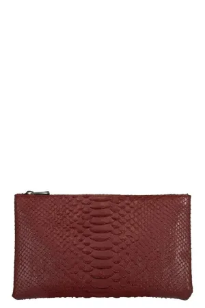 Scarlet Small Python Effect Clutch