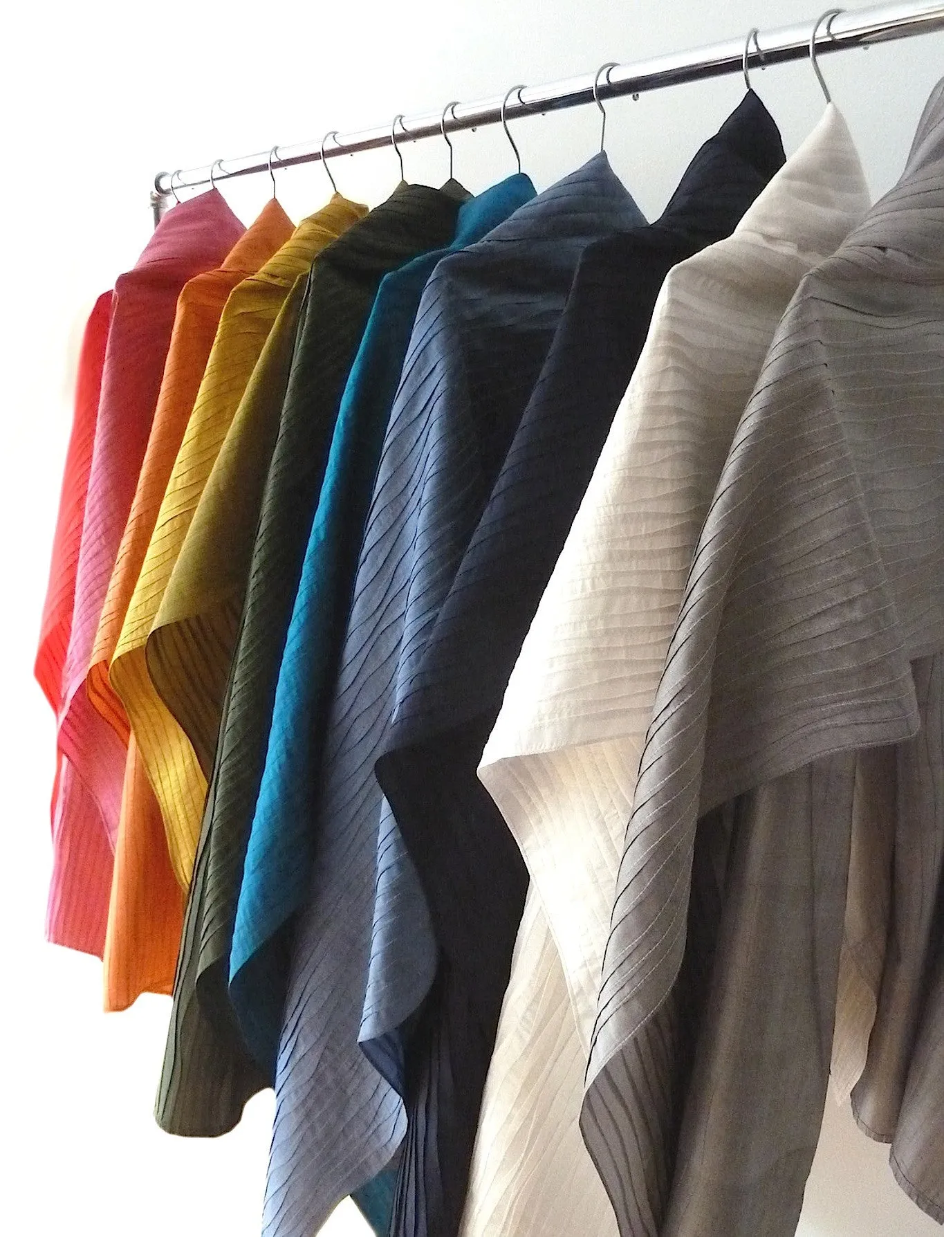 Silk Pintuck Pleated Shawl Assorted