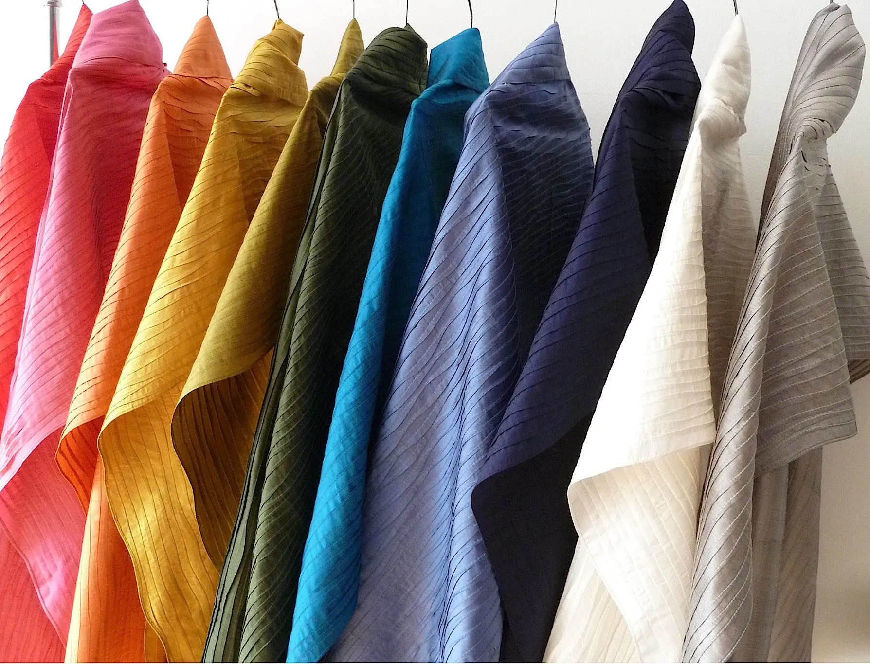 Silk Pintuck Pleated Shawl Assorted