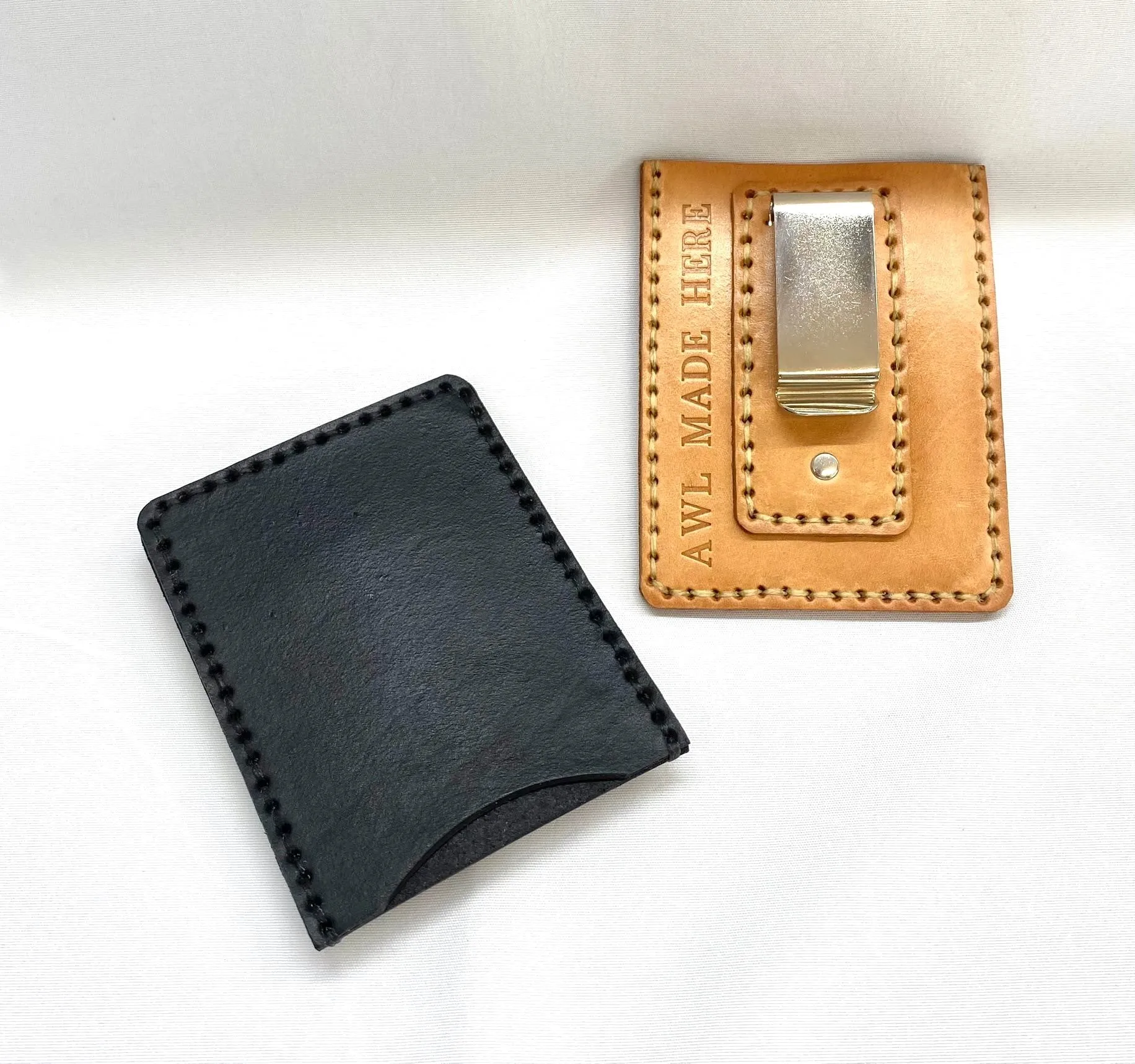 Slim Fit Money Clip, Black or Natural Tan