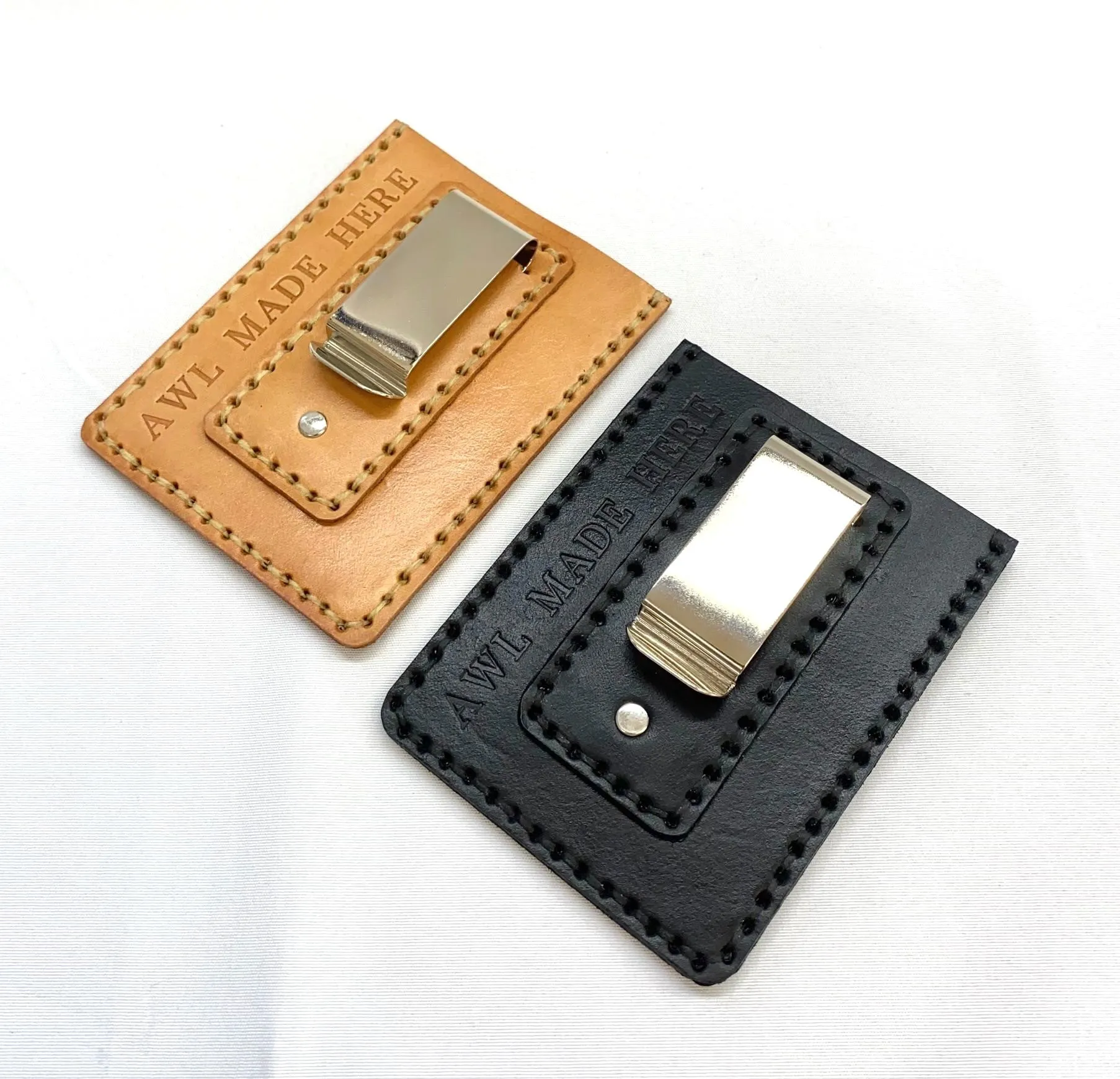 Slim Fit Money Clip, Black or Natural Tan