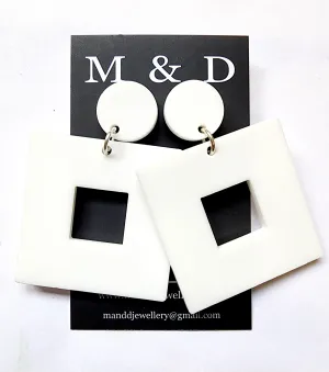 Square Stud Dangle Earrings