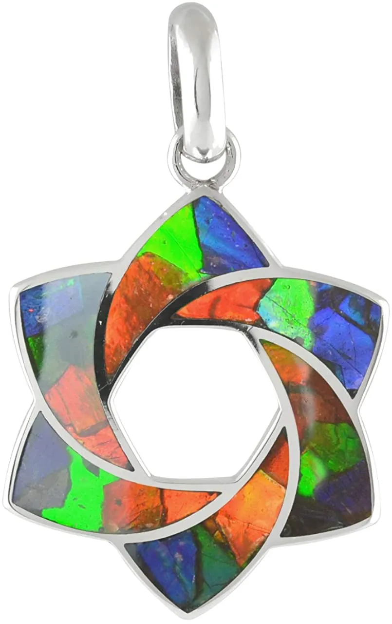 Starborn Ammolite 6-Point Star Pendant in Sterling Silver