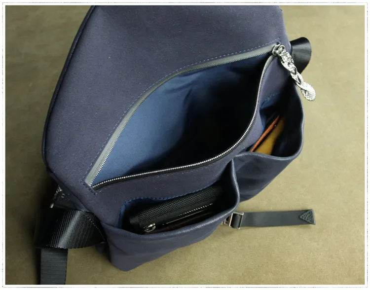 Stylish Men Dark Blue Leather Shoulder Purse Side Bag Leather Messenger Bag for Men