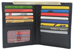 Swiss Marshall RFID Men's Slim Bifold Hipster Premium Leather Euro Wallet