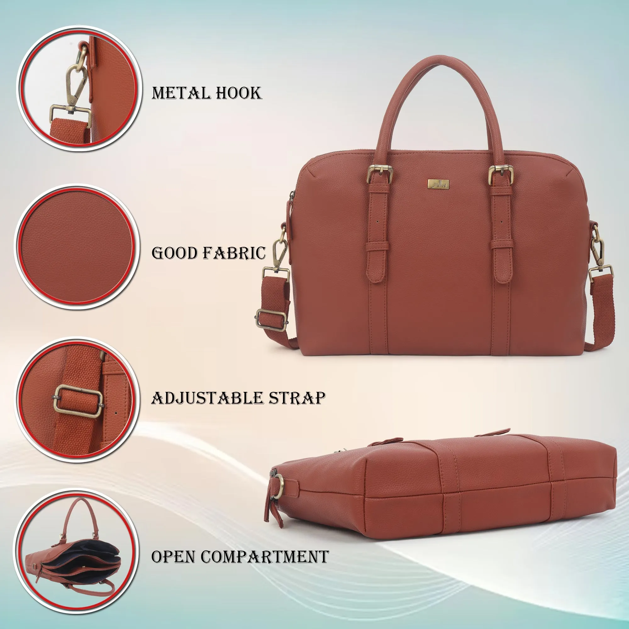 Tan Multicompartment Laptop Bag for Men