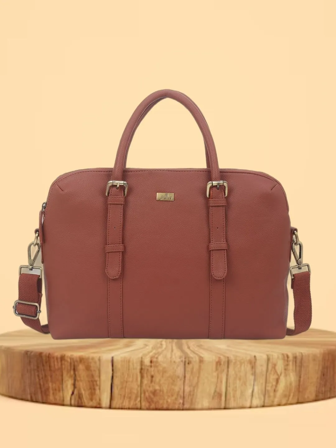 Tan Multicompartment Laptop Bag for Men