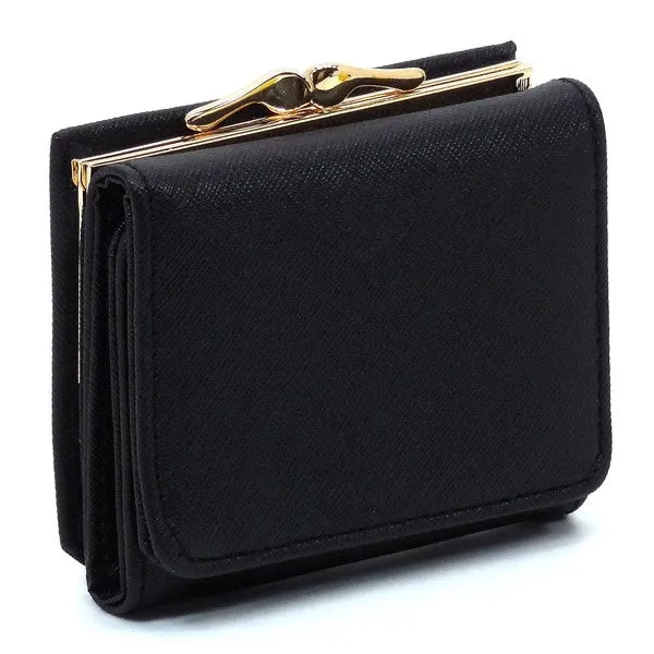 TEEK - Saffiano Kiss Lock Tri-fold Wallet