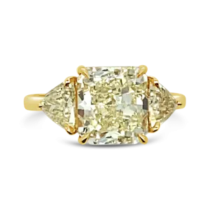 Three Stone Yellow Diamond Ring