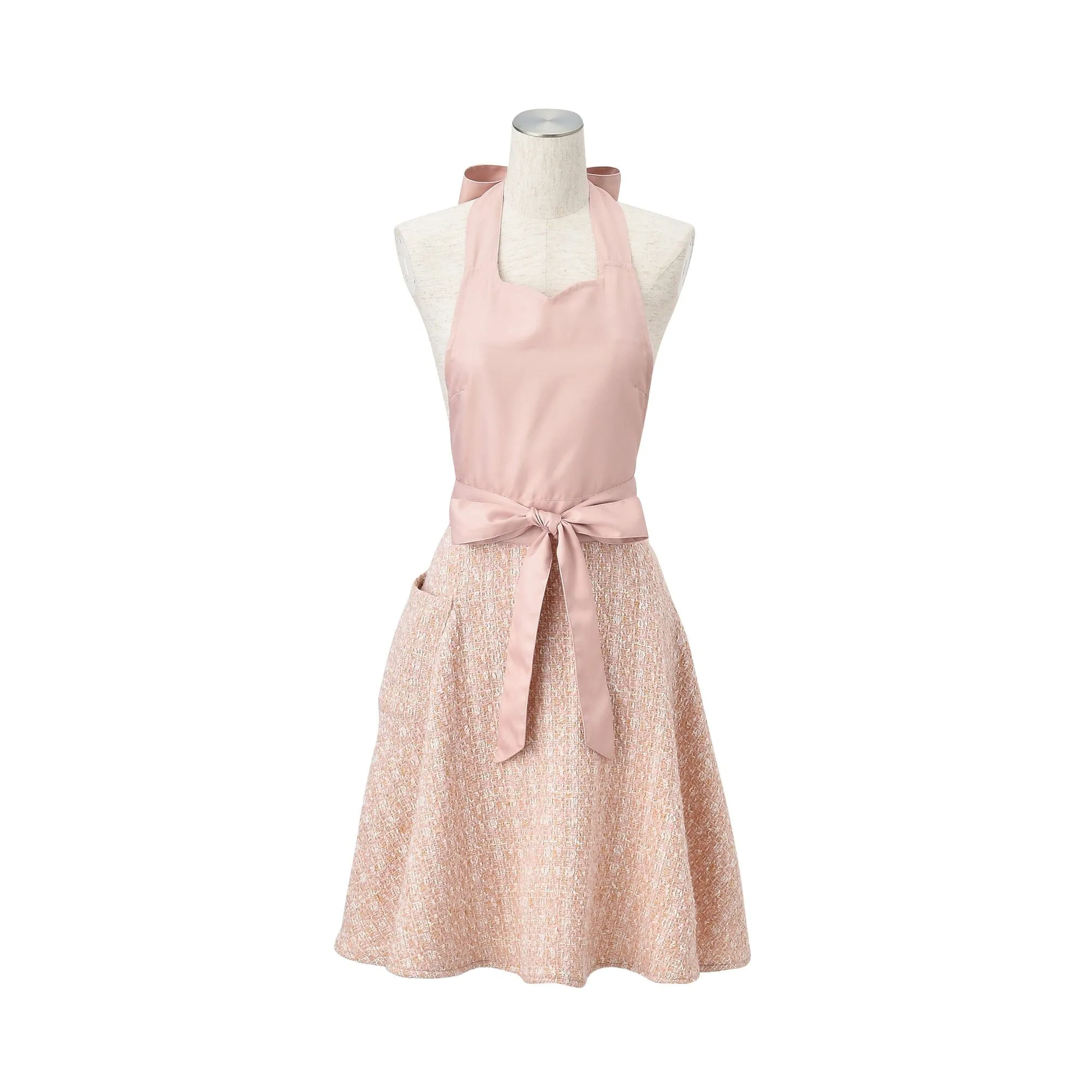 Tweed Full Apron Pink