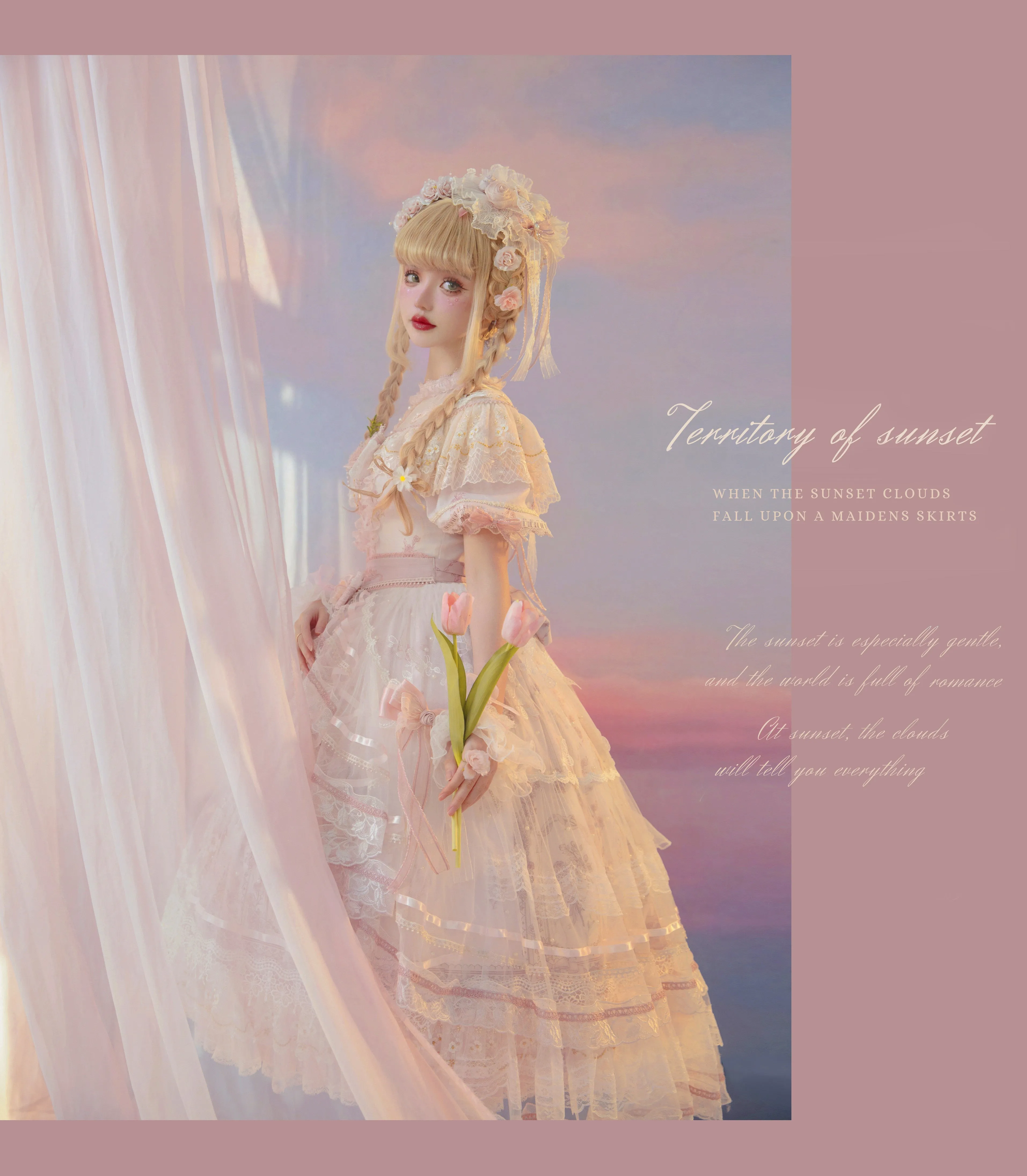 Two Rural Cats~Sunset Realm Lolita Bride Gorgeous OP FS