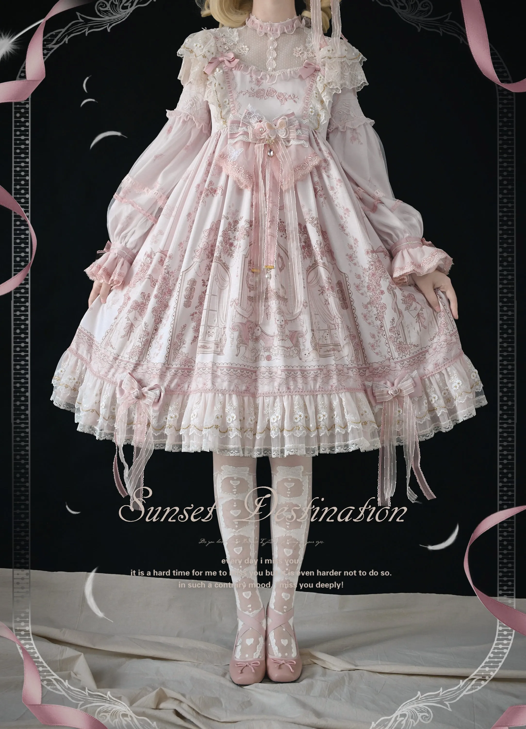 Two Rural Cats~Sunset Realm Lolita Bride Gorgeous OP FS