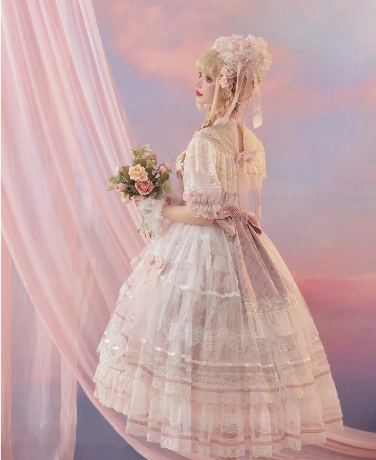 Two Rural Cats~Sunset Realm Lolita Bride Gorgeous OP FS