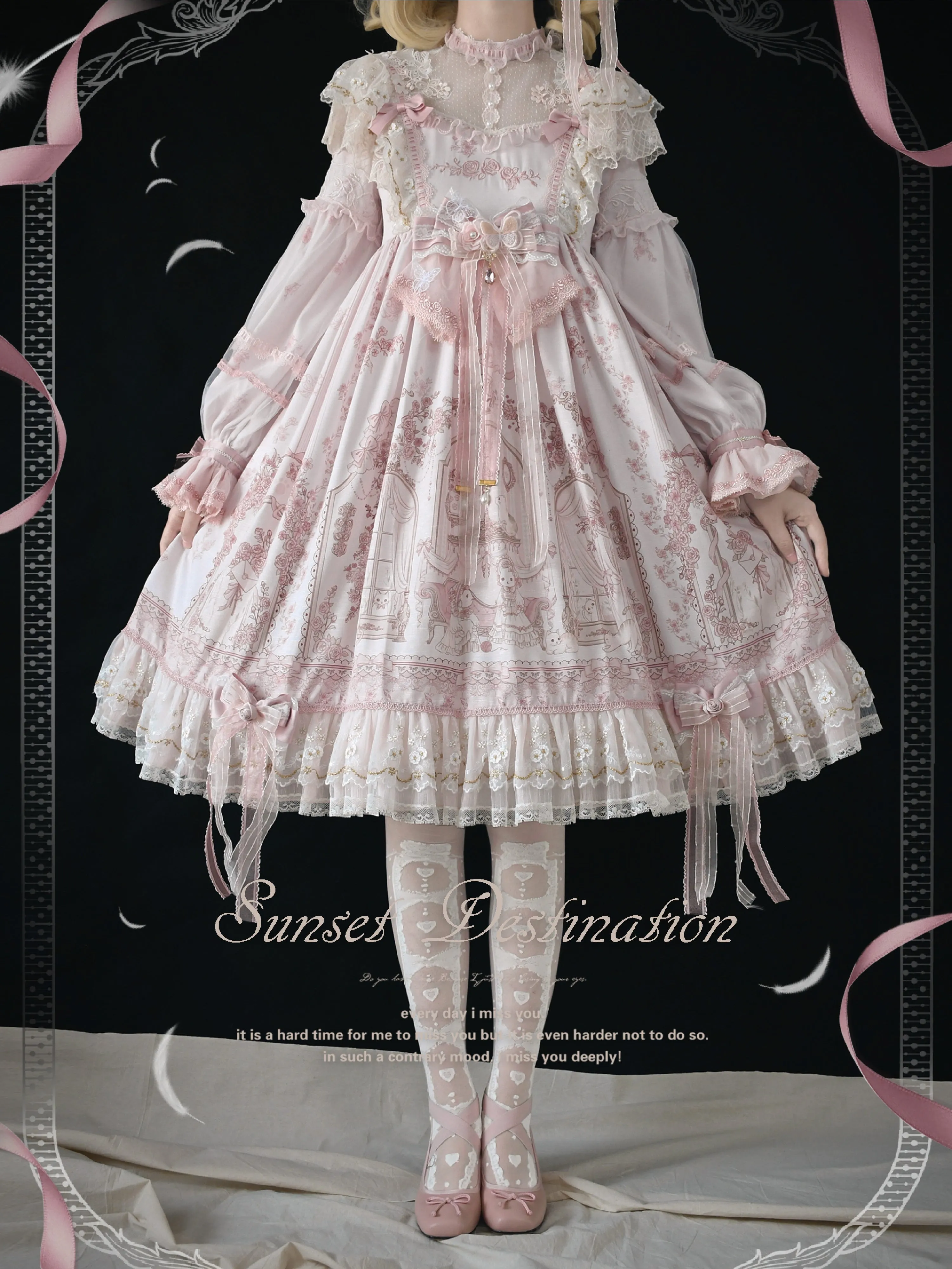 Two Rural Cats~Sunset Realm Lolita Bride Gorgeous OP FS