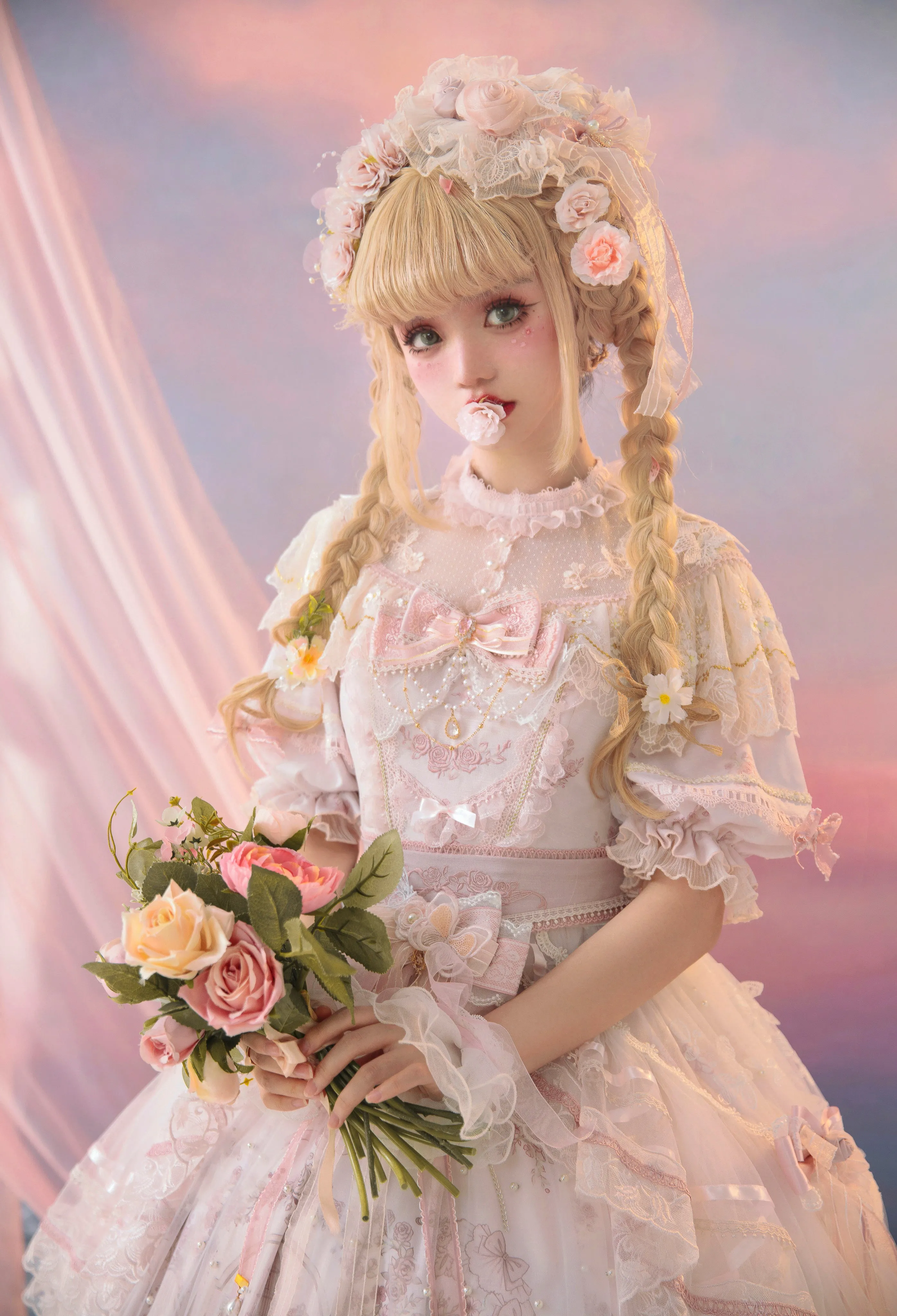 Two Rural Cats~Sunset Realm Lolita Bride Gorgeous OP FS