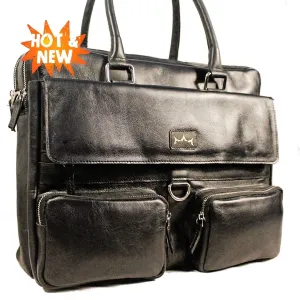 Ultimate Black Laptop Bag - Genuine Leather Office Laptop Bag