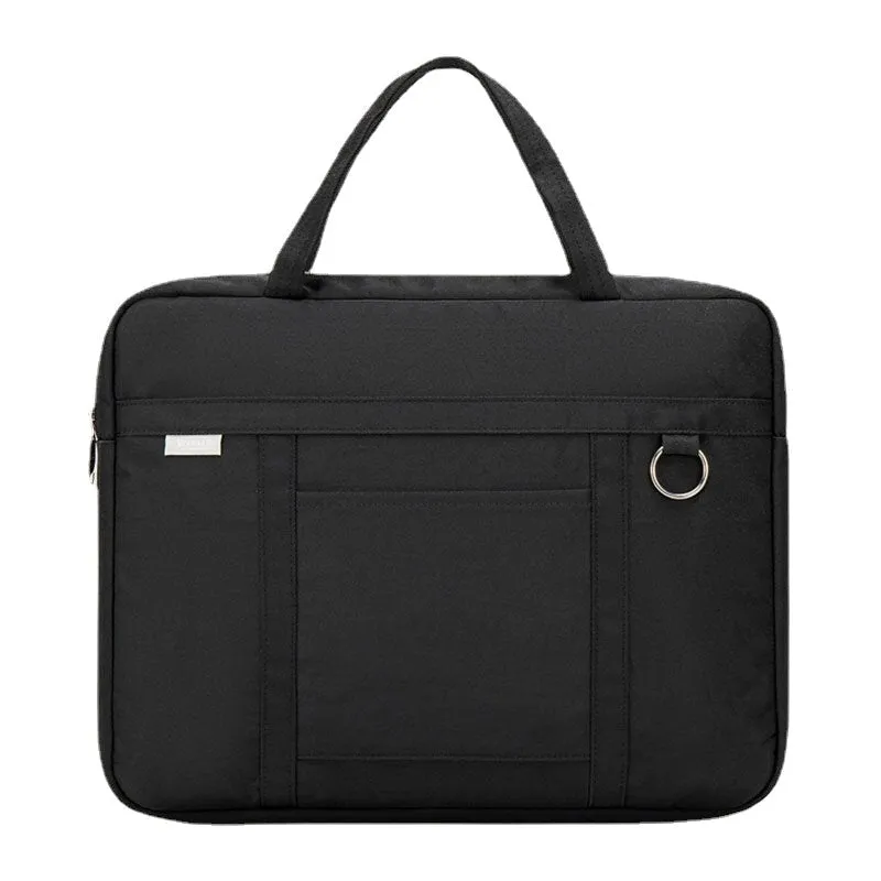 Unisex Simple 14 Inch Laptop Multi-Pockets Handbag Waterproof Shock-Resistant Shoulder Bag