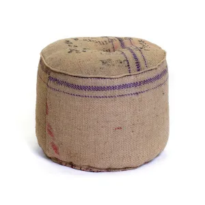 Vintage Burlap Sack Ottoman