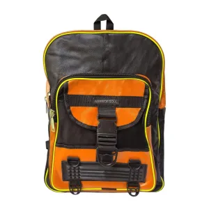 Warrior Gears® Leather Motorcycle Cycling Backpack Expandable Rucksack - Orange