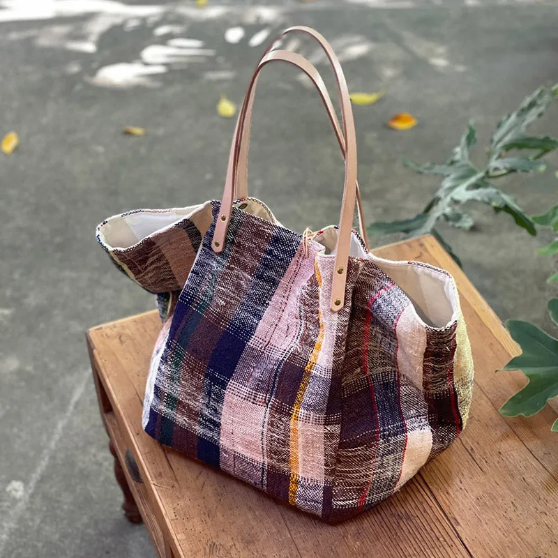 西班牙設計師/Woven Cotton Tote Bag - Yellow/Brown Tassel