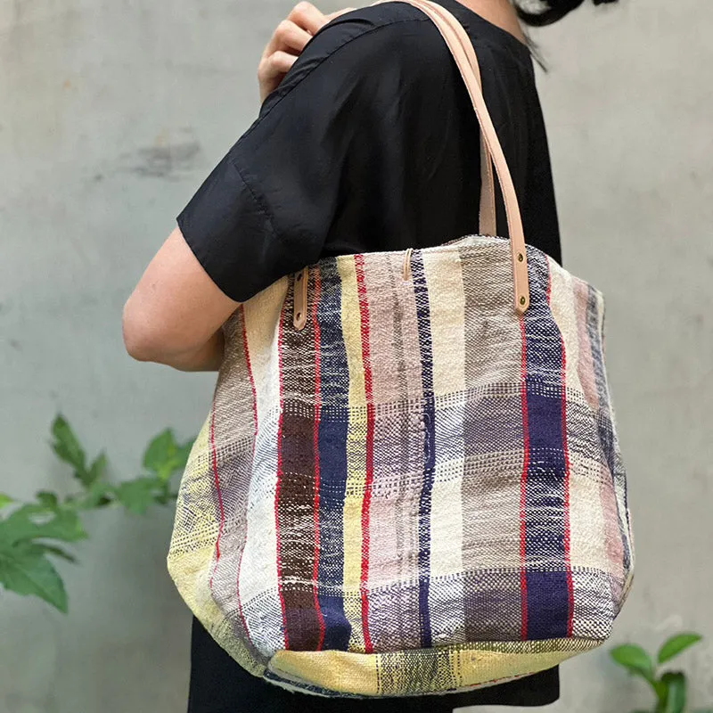 西班牙設計師/Woven Cotton Tote Bag - Yellow/Brown Tassel