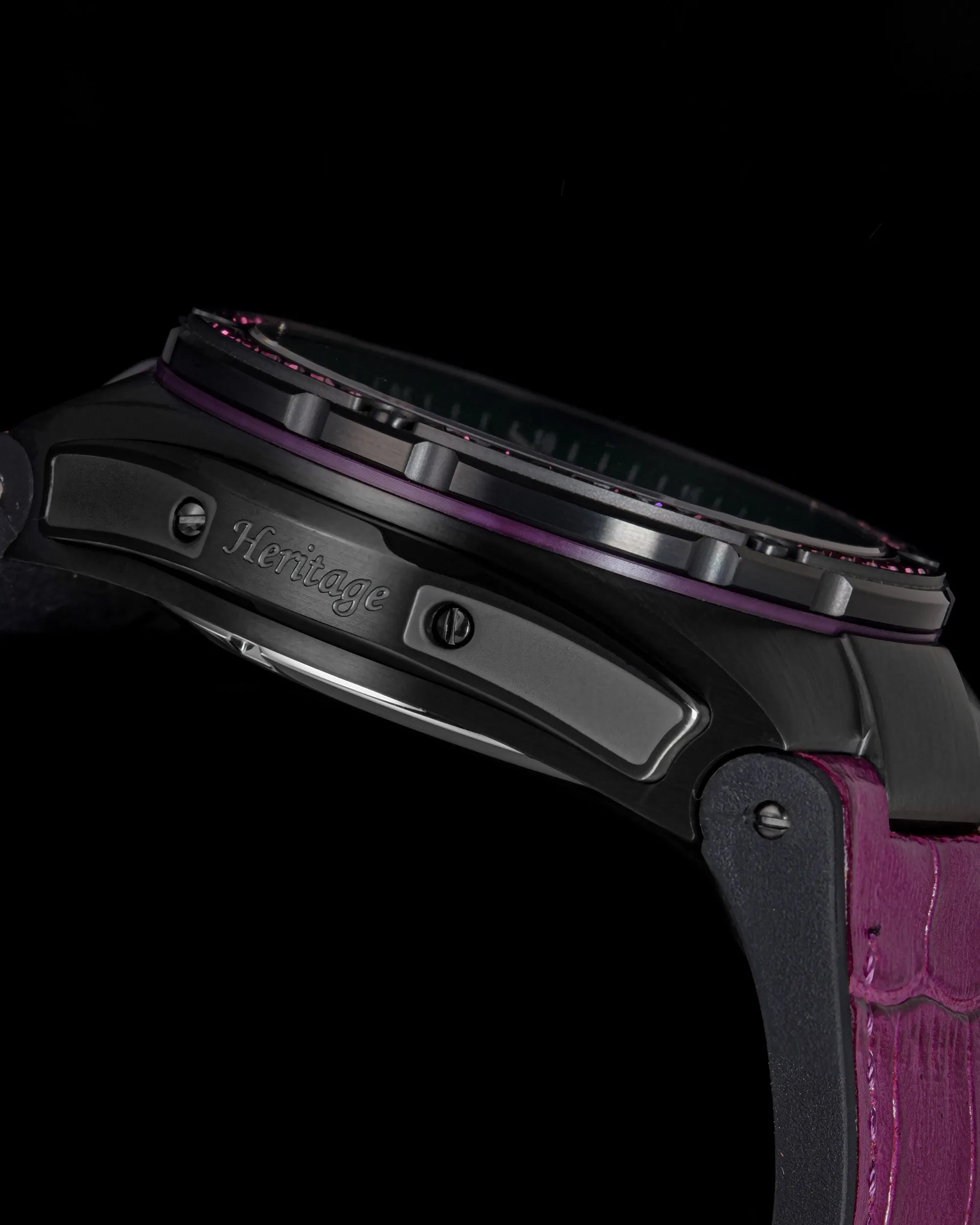 Xavier XL TW033-D1A (Black/Purple) with Purple Swarovski (Purple Bamboo Leather Strap)